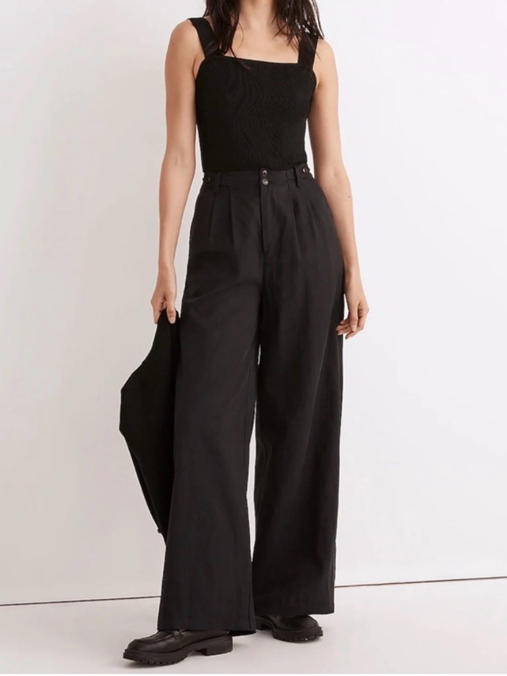 Madewell The Harlow Wide Leg Pant Black/Dark Navy Size 00